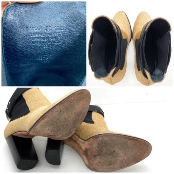 ELIZABETH and James Solar 1 Pony hair Pointed Toe Ankle Heel Bootie in Beige - Picture 10 of 11